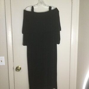 Chico's Travelers Black Off-Shoulder Fold-Over Neckline Dress